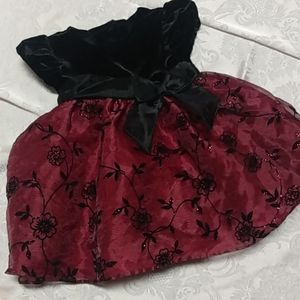 Gorgeous Burgundy & Black Floral Design Dress Sz 12m
